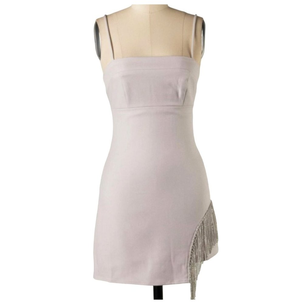 Le Lis Rhinestone Fringe Detail Mini Slip Dress Lavender Size Small NWT